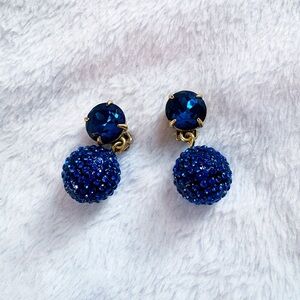 J Crew Elegant Blue Crystal Earrings NWOT